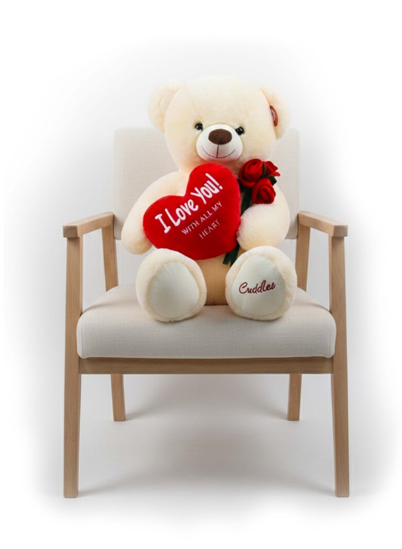 Cuddles Valentines Day Gifts for Him & Her,Teddy Bear with Love You Heart, 50cm Soft Stuffed Bear Plush Toy, Gifts for Girlfriend Boyfriend, Pink - Image 3